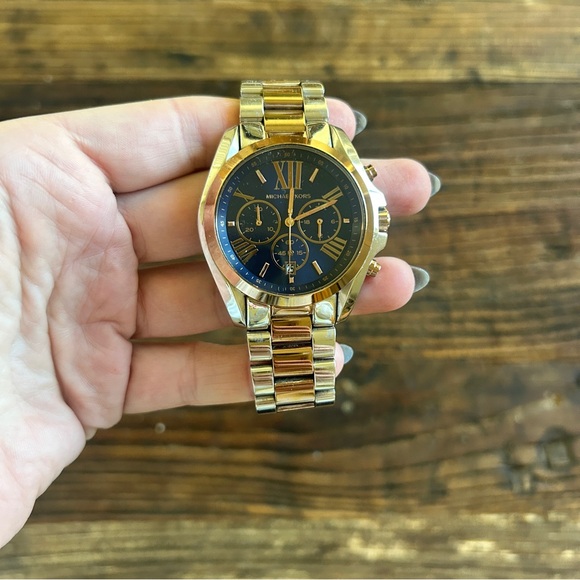 Michael KorsTwo Tone Blue Face Chronograph Bradshaw Watch